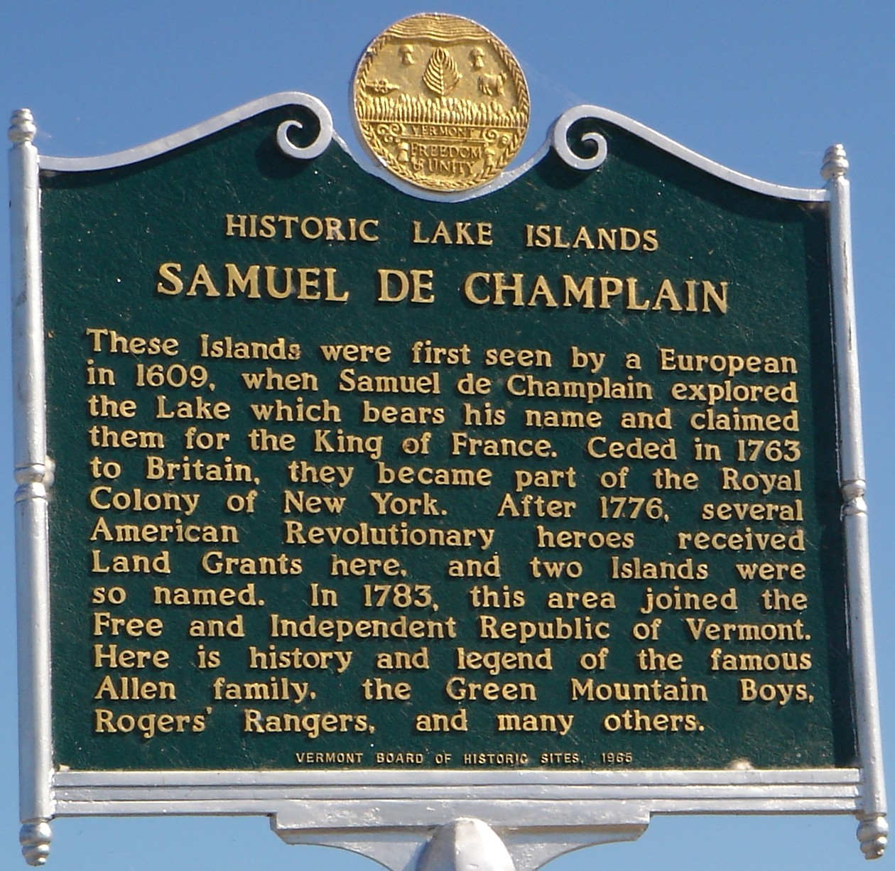 Champlain historic marker