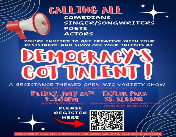 Democracy’s Got Talent in St. Albans, 7 PM