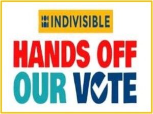 Hands Off Our Vote sign.