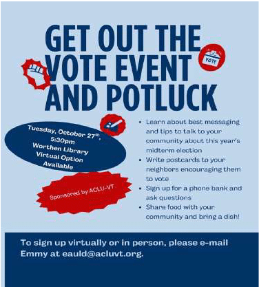 Get Out the Vote Event&Potluck, 5:30pm SH